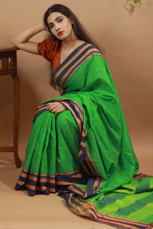 Ilkal Saree - Parakeet Green