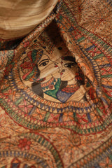 Handpainted Madhubani Tussar Silk Saree