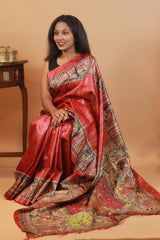 Handpainted Madhubani Tussar Silk Saree