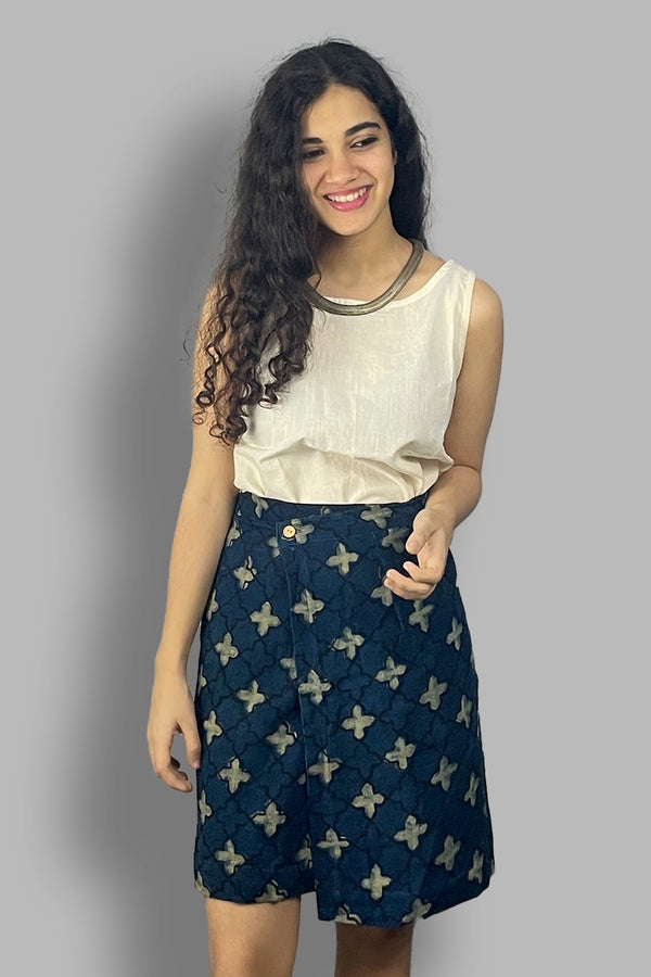 Wrap-around Skirt in Corduroy Trellis