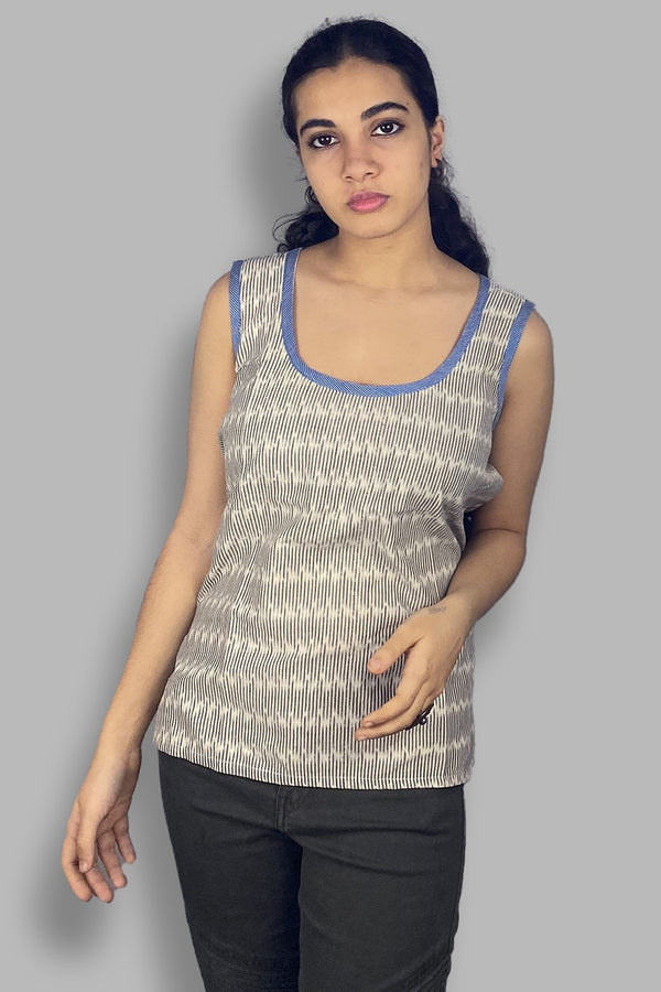 Basic Sleeveless Top - Lilac & Ikkat