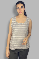 Basic Sleeveless Top - Grey Ikkat