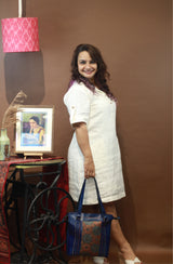 Collared Dress in Blanc Linen