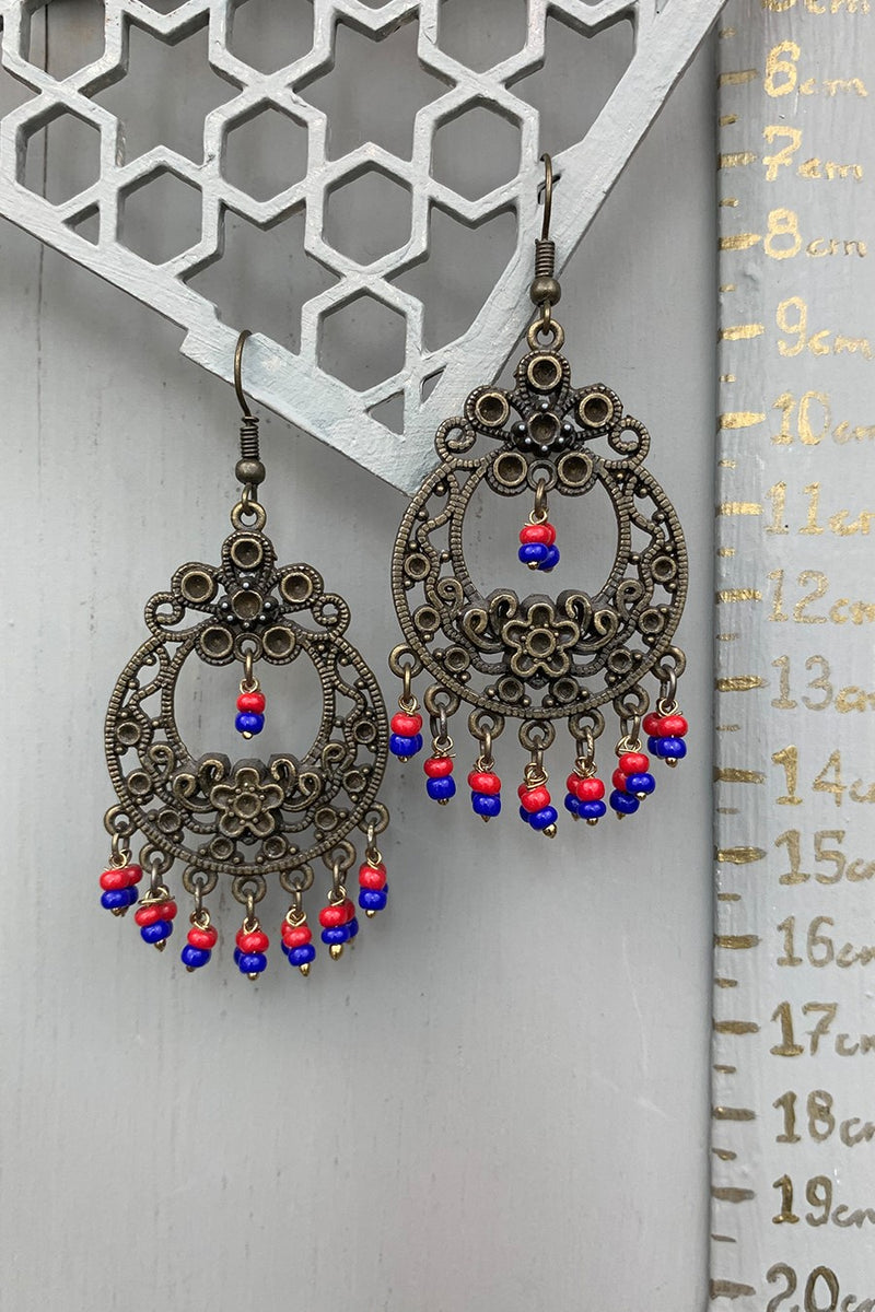 Round Filigree Beaded Earrings