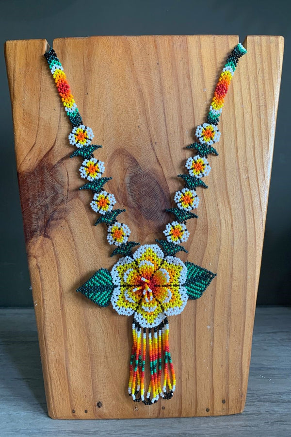 Floral Vibgyor Hand Beaded Necklace