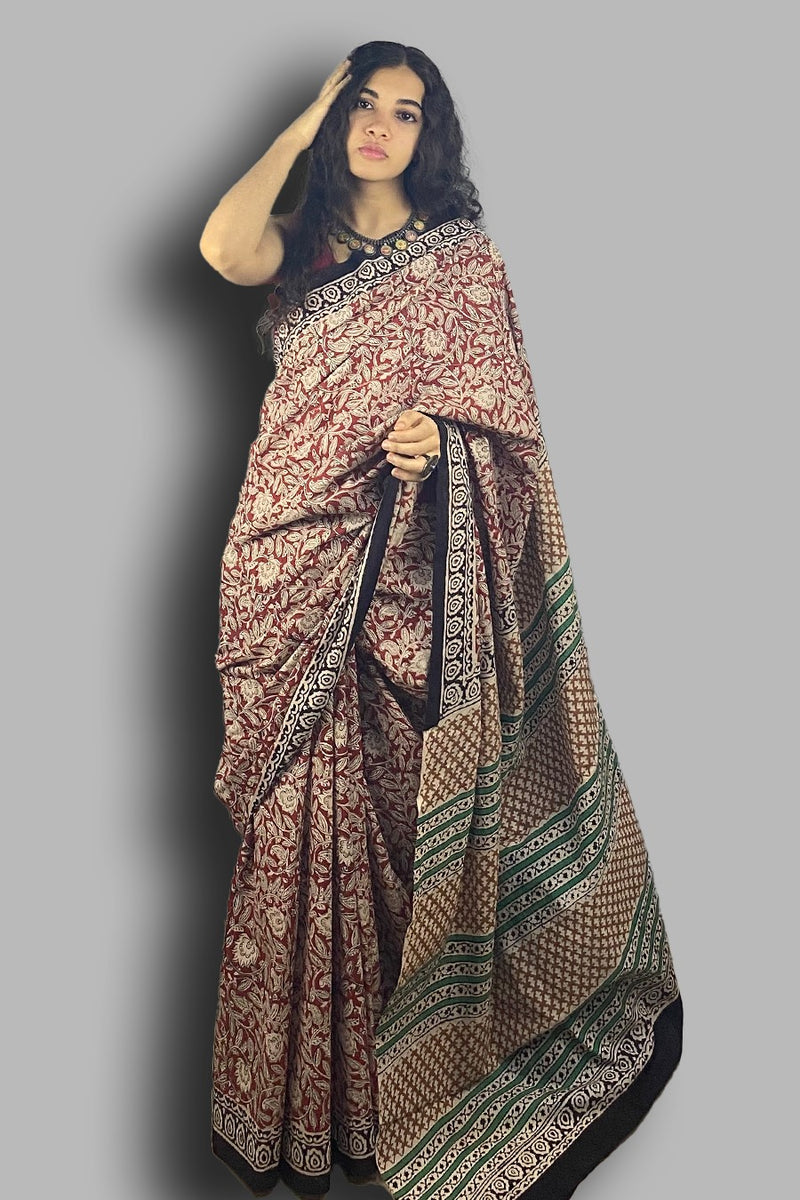 Bagru Blockprinted Cotton Saree